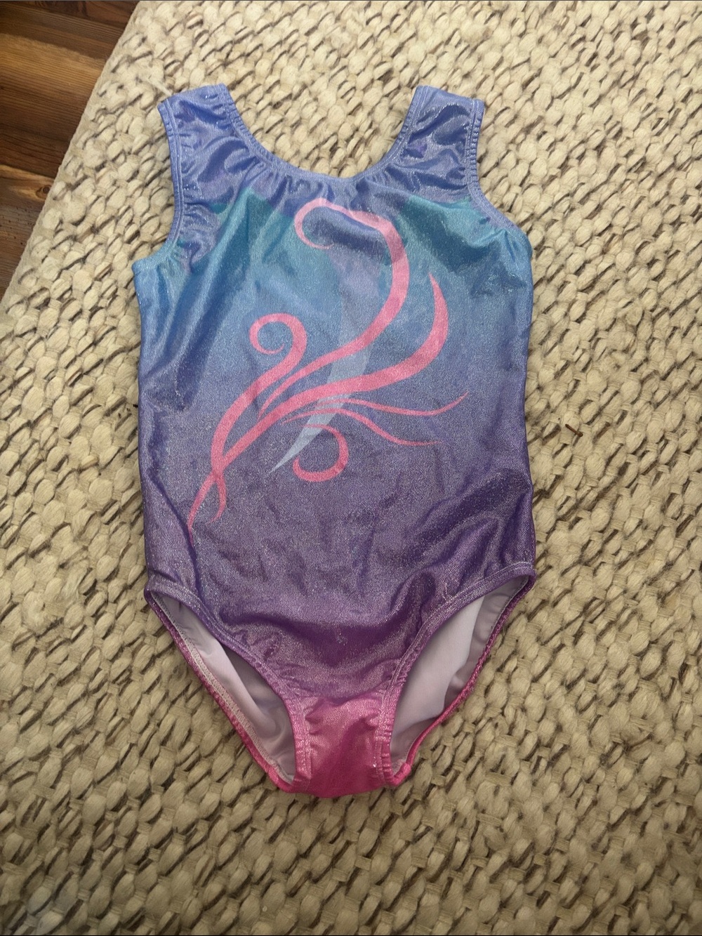 Girls Gradient One-Piece Leotard in Purple, Blue & Pink for gymnastics or dance
